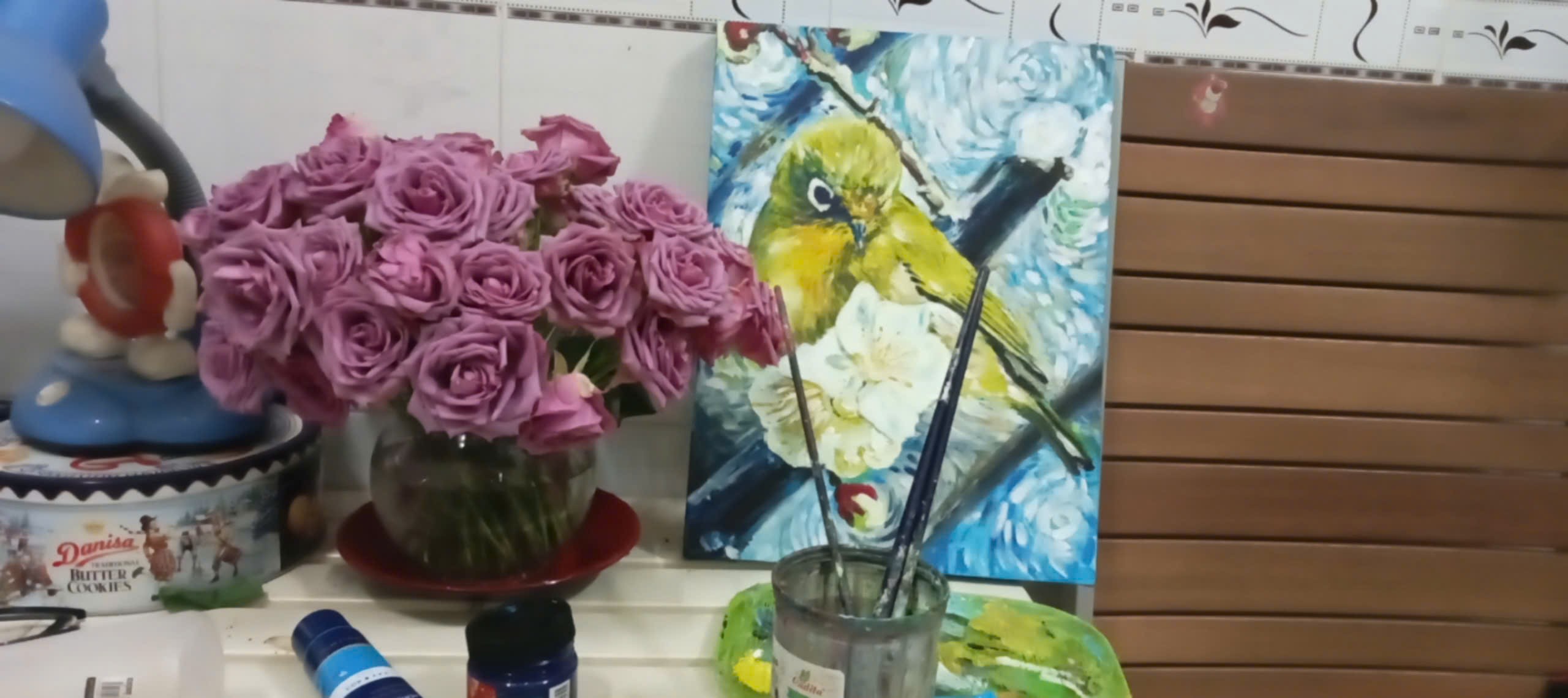Ơi chú chim vành khuyên, hót chi mà vang trời.
20*30cm acrylic trên canvas
mục này ít người đăng ghê. mình đăng cho xôm tụ.
